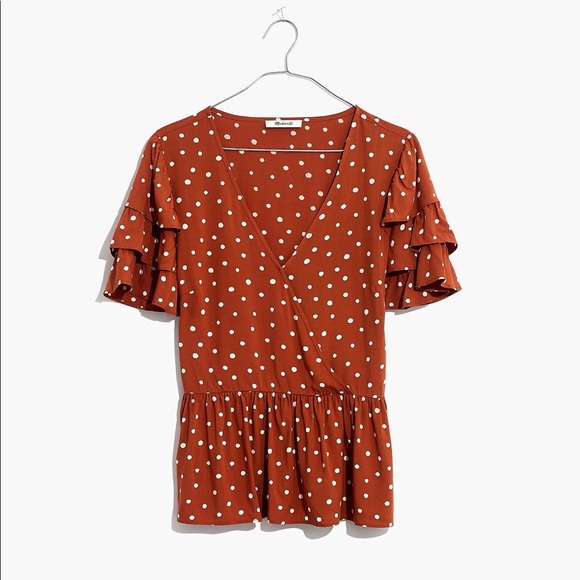 Madewell Tops - 🧡Madewell Tiered-Sleeve Peplum Top in Inkspot Dot